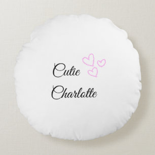 Coussins Ronds simple minimal pink heart glitter sparkle add name