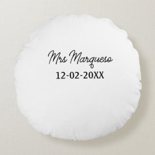 Coussins Ronds simple monogramme minimaliste Mme M. nom date anné