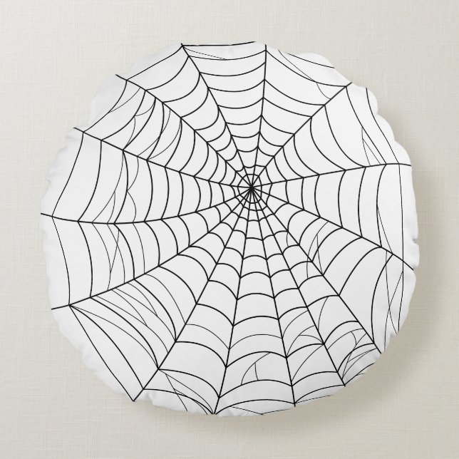Coussins Ronds Simple Toile d'araignée Halloween Art en ligne (Devant)