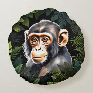 Coussins Ronds Singe dans la jungle
