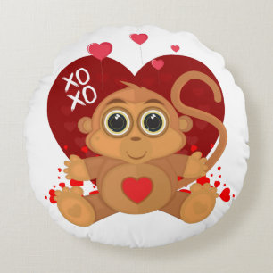 Coussins Ronds Singe de la Saint Valentin