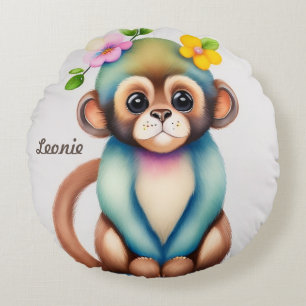 Coussins Ronds singe mignon, aquarelle