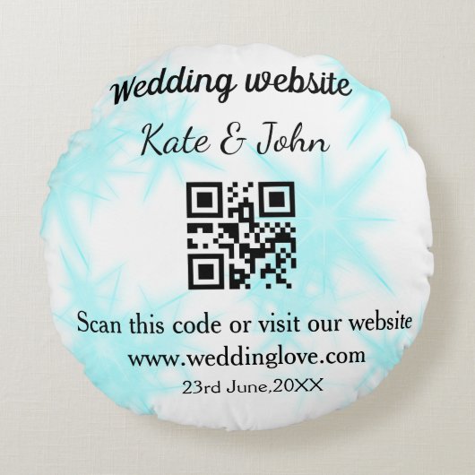 Coussins Ronds Site web de mariage simple minimal Q R code ajoute (Devant)