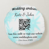 Coussins Ronds Site web de mariage simple minimal Q R code ajoute (Dos)
