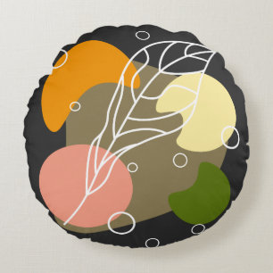 Coussins Ronds Sites abstraits intéressants avec feuilles