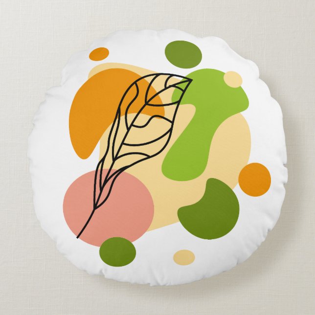 Coussins Ronds Sites abstraits intéressants avec feuilles (Devant)