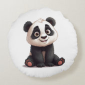 Coussins Ronds Sitting Panda Bear Cartoon Illustration Artwork (Dos)