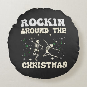 Coussins Ronds Skeleton Christmas Dance