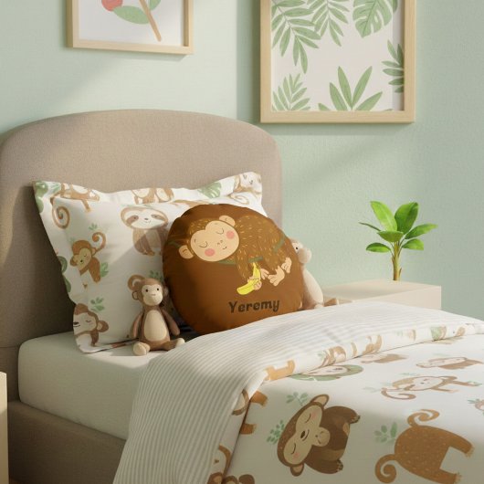 Coussins Ronds Sleeping Monkey Cartoon Round Pillow