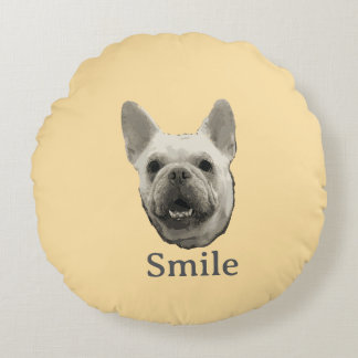 Coussins Ronds Smile French Bulldog Beige