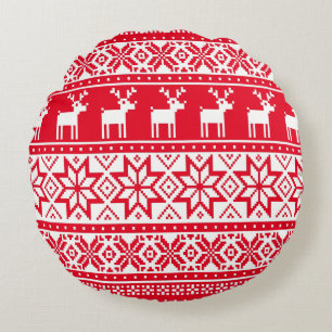 Coussins Ronds Snowflake nordique Reindeer Vilain Sweat de Noël