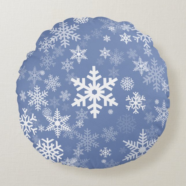 Coussins Ronds Snowflakes Personnaliser graphique Arrière - plan  (Devant)