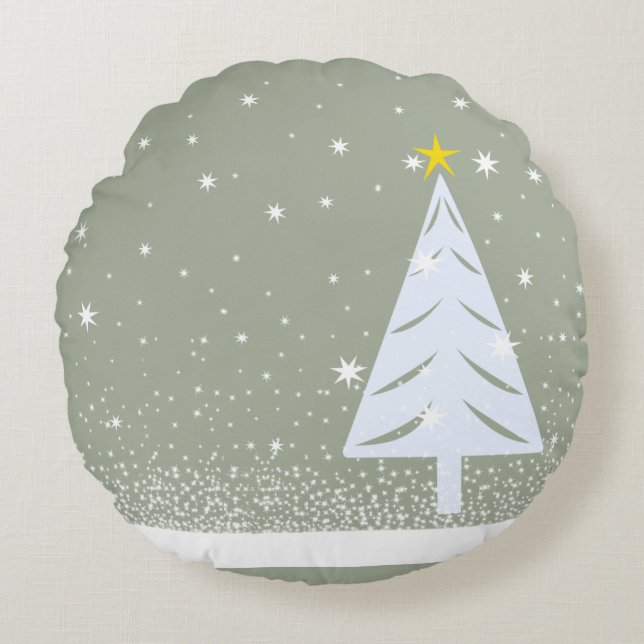 Coussins Ronds SnowTree & Flakes (Devant)
