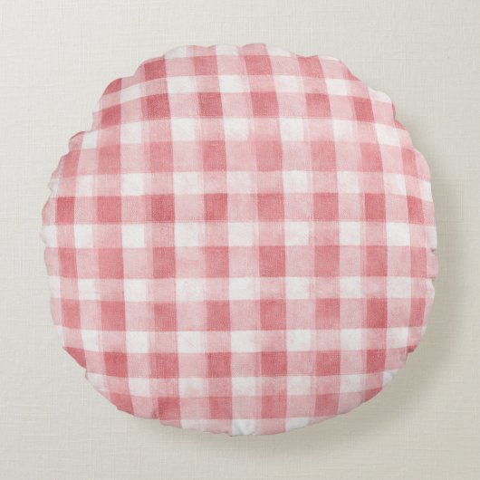 Coussins Ronds Soft Girly Pink White Plaid Stripes (Devant)