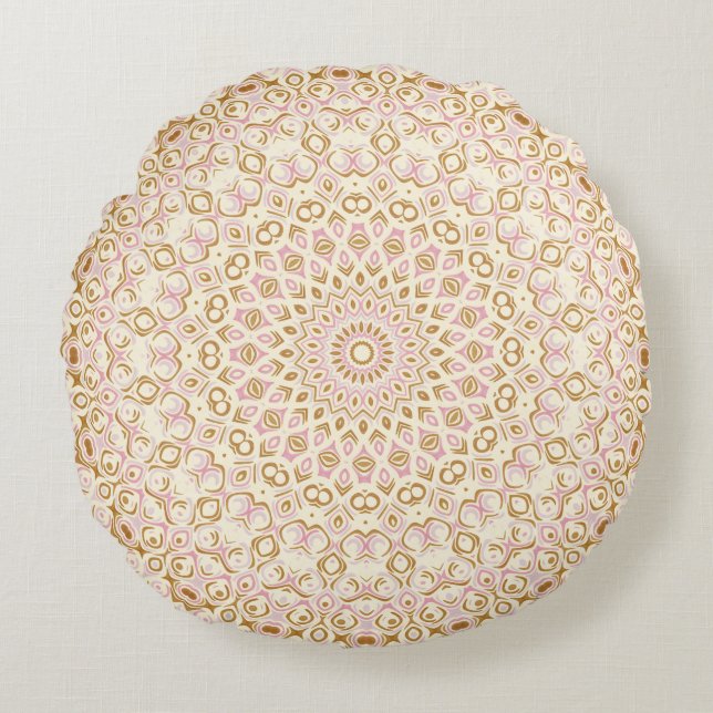 Coussins Ronds Soft Golden Blush Mandala Design (Devant)