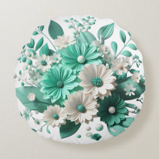 Coussins Ronds Soft mint Floral round cushion for Cozy Spaces