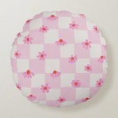 Coussins Ronds Soft Pink Daisy Checkerboard Floral Pattern (Devant)