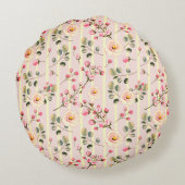 Coussins Ronds Soft Pink Floral Stripe Pattern (Dos)