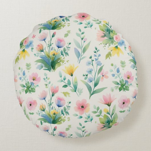 Coussins Ronds soft watercolor windflowerwer (Dos)
