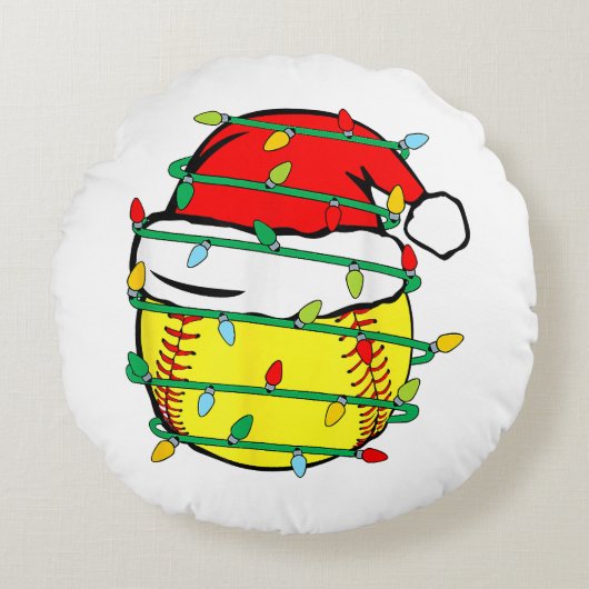 Coussins Ronds Softball de Noël (Devant)