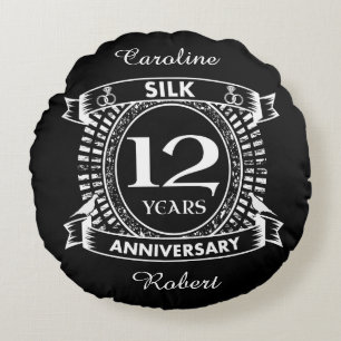 Coussins Ronds Soie du 12e anniversaire du mariage