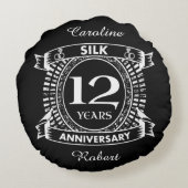 Coussins Ronds Soie du 12e anniversaire du mariage (Dos)