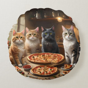 Coussins Ronds Soirée Pizza Chat,