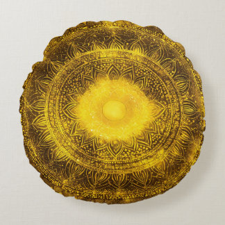 Coussins Ronds Solaire Plexus Chakra Méditation Mandala Jaune