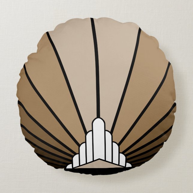 Coussins Ronds Soleil Art déco bronzé (Devant)