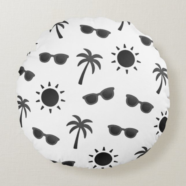 Coussins Ronds Soleil et palmiers (Devant)