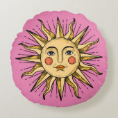 Coussins Ronds Soleil jaune avec visage (Devant)