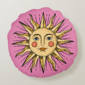 Coussins Ronds Soleil jaune avec visage (Dos)