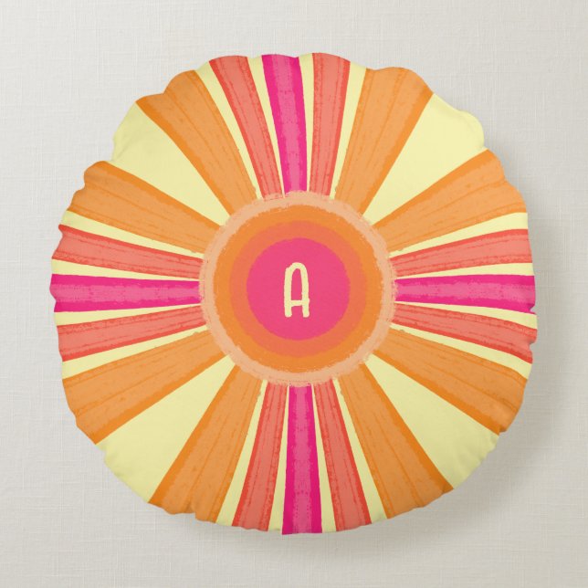 Coussins Ronds Soleil orange et rose (Devant)