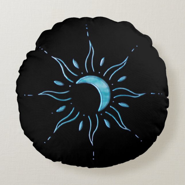 Coussins Ronds Soleil Turquoise  (Devant)