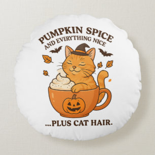 Coussins Ronds Sorcière de chat gingembre - Joli design d'Hallowe