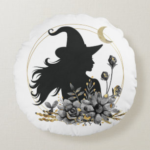 Coussins Ronds Sorcière d'Halloween contemporaine moderne