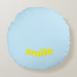 Coussins Ronds "sourire" bleu clair jaune heureux -
