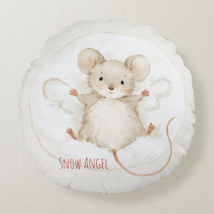 Coussins Ronds Souris Ange de Neige Noël Hiver