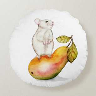 Coussins Ronds Souris charmante sur une poire