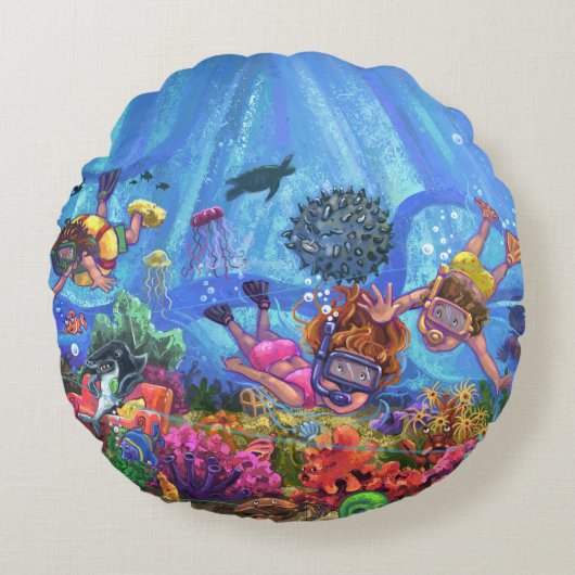 Coussins Ronds Sous la mer (Devant)