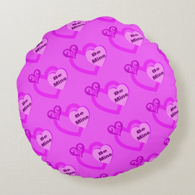 Coussins Ronds Soyeux Saint Valentin Rose Chaud  (Dos)