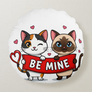 Coussins Ronds Soyez à MOI Chats de la Saint-Valentin Adorables