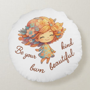Coussins Ronds Soyez votre propre genre de beauté - Fille Florale