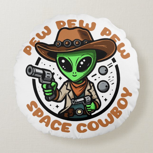 Coussins Ronds Space Cowboy Funny Alien (Devant)