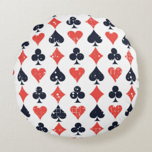 Coussins Ronds Spade, diamant, coeur, motif de club