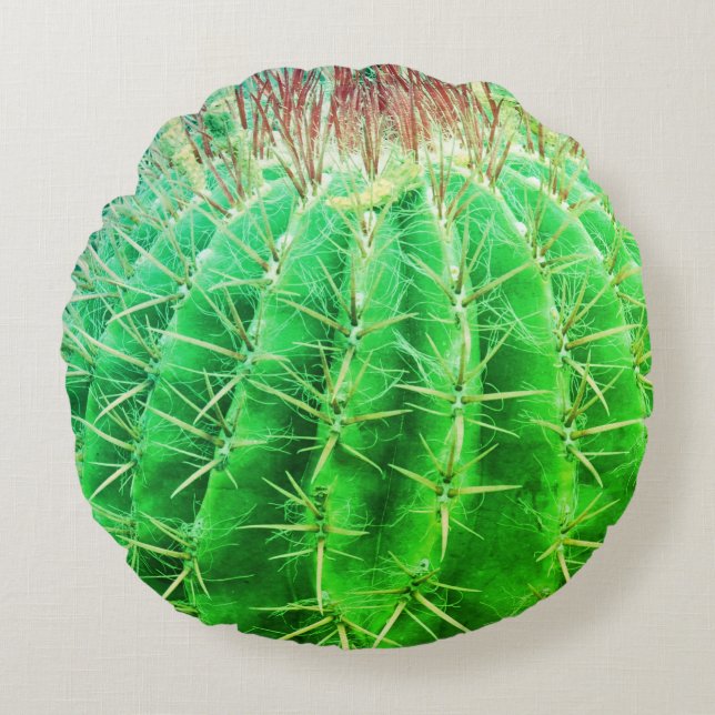 Coussins Ronds Spikey Look Natural Green Cactus (Devant)