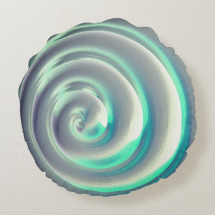 Coussins Ronds Spirale géante en argent et en aquamarine sur bla