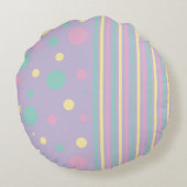 Coussins Ronds Spots et bandes - rose, jaune, pourpre, vert (Dos)