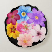 Coussins Ronds Spring Harmony - Mixed Watercolor Flower Bouquet (Dos)