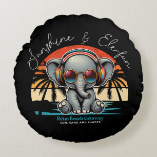 Coussins Ronds Spring Sunshine and Ele-fun Retro Beach Getaway